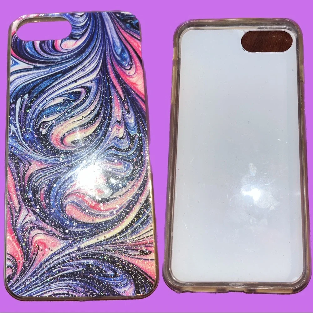 6 Piece Set IPhone 7 Plus Assorted Phone Cases (Glitter/TieDye/Cheetah/Eagle)